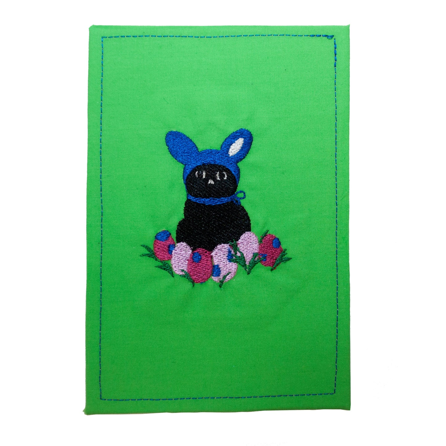 Easter Bunny Fabric Postcard (Green)