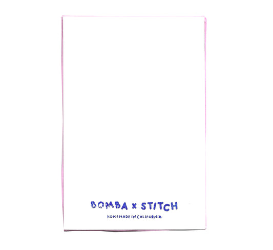 Product packaging with 'Bomba x Stitch' branding on a white background
