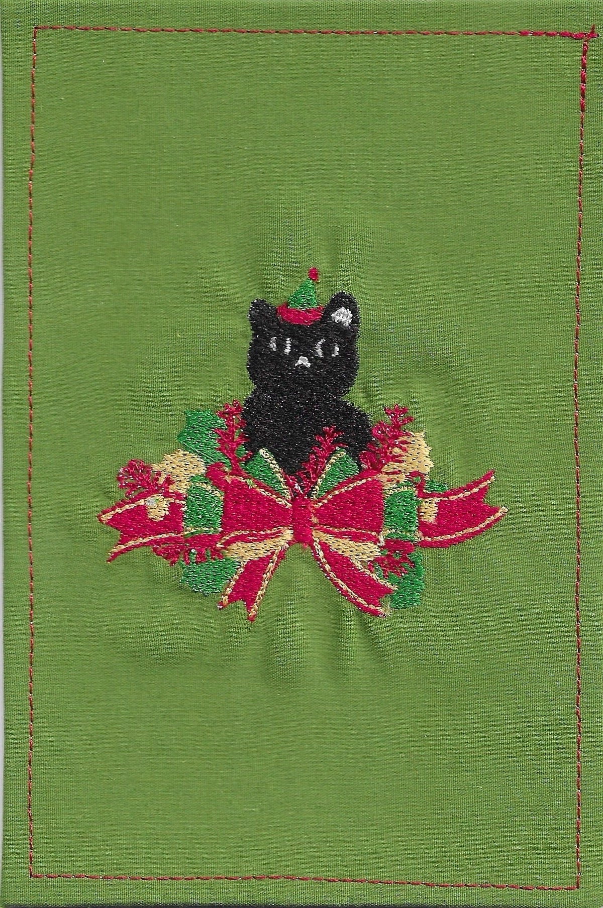 Merry Christmas Fabric Postcard (Green)