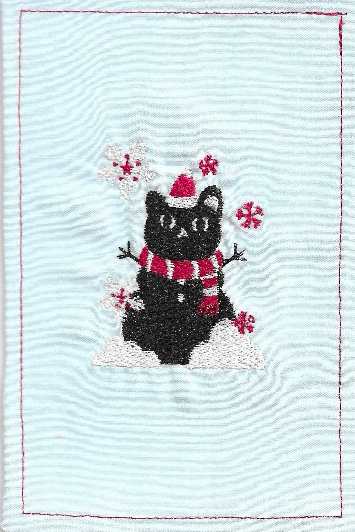Merry Christmas Fabric Postcard (Blue)