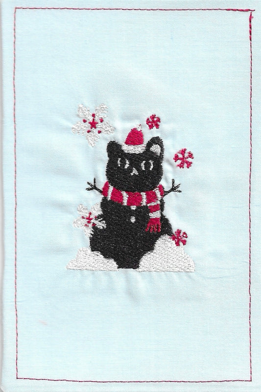 Merry Christmas Fabric Postcard (Blue)