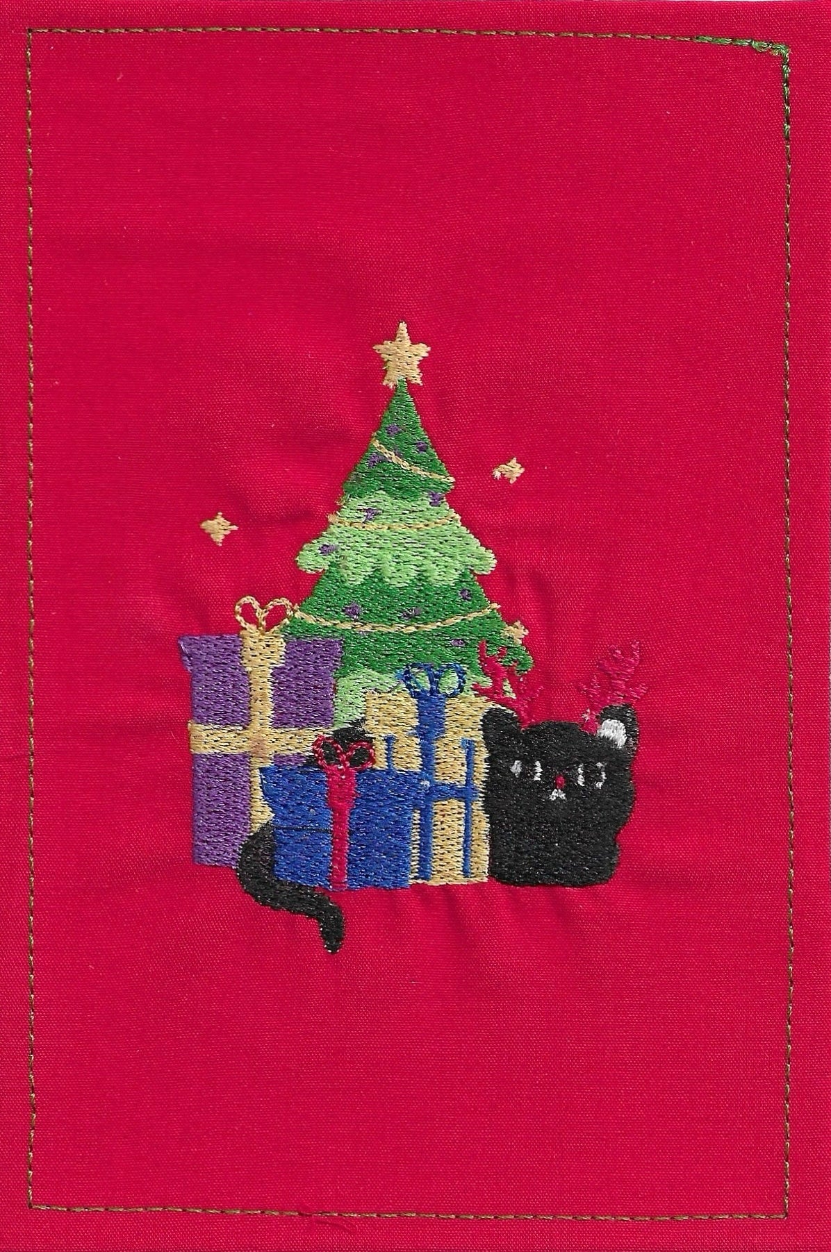 Merry Christmas Fabric Postcard (Red)