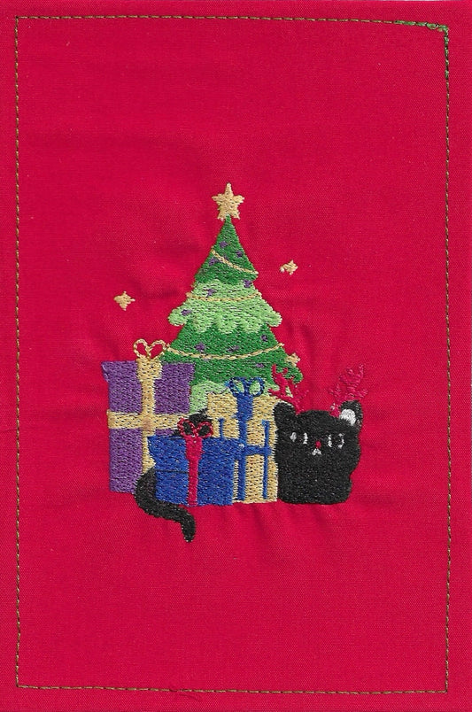 Merry Christmas Fabric Postcard (Red)